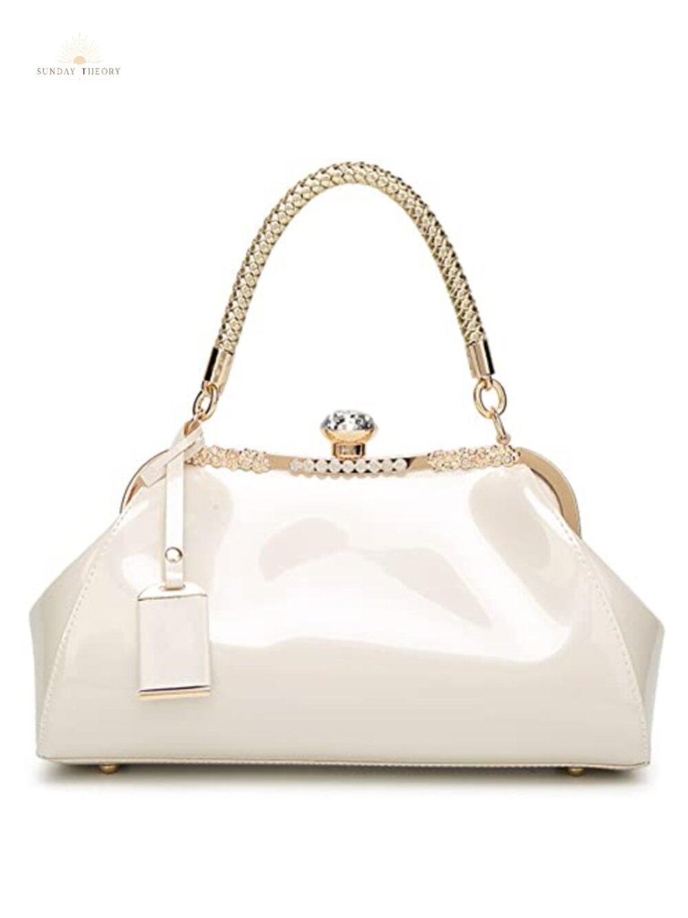Glossy Patent Leather Satchel Handbag Top Handle Tote Evening Shoulder Bag